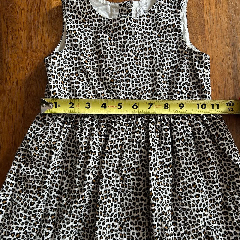 GAP Leopard Print Corduroy Dress | Girl Size 4 | Neutral Sleeveless Button Back - Picture 8 of 10